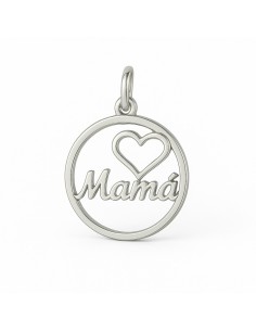 Medalla “Mamá ♥” Plata de Ley 925 19 mm Brillo