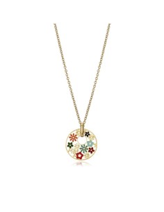 Collar Viceroy de acero dorado con flores y esmalte para mujer