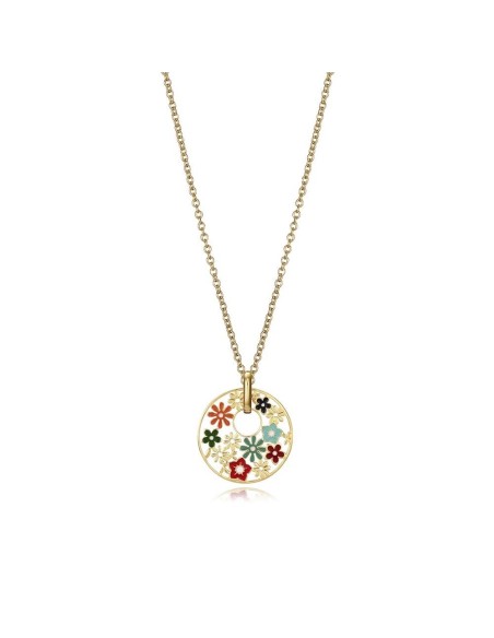 Collar Viceroy de acero dorado con flores y esmalte para mujer