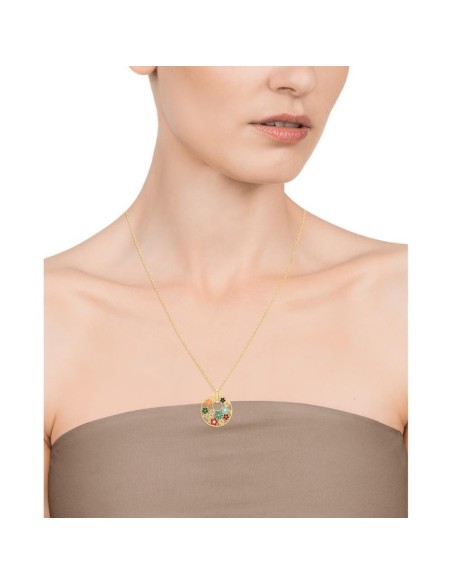 Collar Viceroy de acero dorado con flores y esmalte para mujer