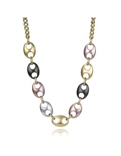 Collar Viceroy de acero tipo calabrote con IP dorado, negro y rosa para mujer