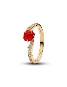 Anillo Rosa Encantada Disney – Baño de oro 14 k con Rosa Murano Beauty and the Beast