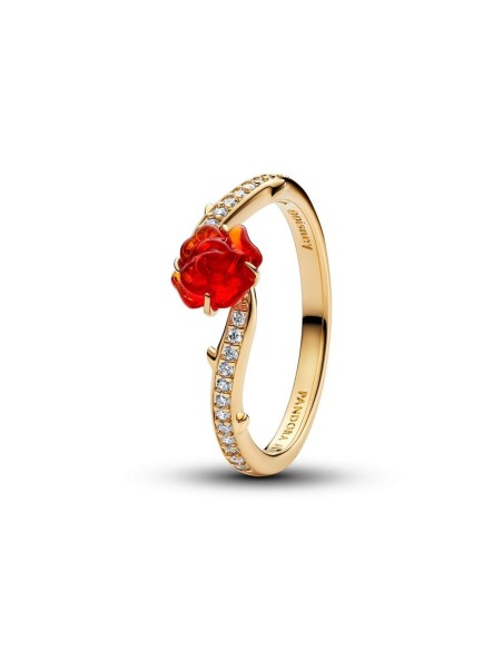 Anillo Rosa Encantada Disney – Baño de oro 14 k con Rosa Murano Beauty and the Beast