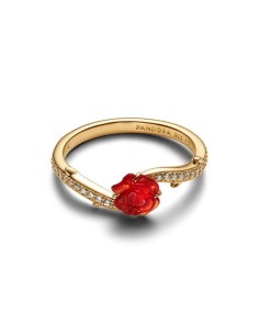 Anillo Rosa Encantada Disney – Baño de oro 14 k con Rosa Murano Beauty and the Beast 2