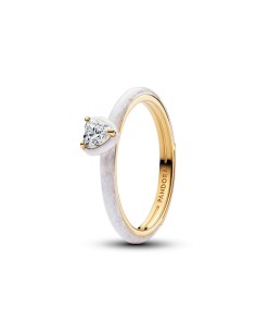 Anillo Corazón White Chakra - Chapado en Oro 14 k | Símbolo de Amor con Esmalte Brillante