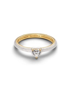 Anillo Corazón White Chakra - Chapado en Oro 14 k | Símbolo de Amor con Esmalte Brillante 2