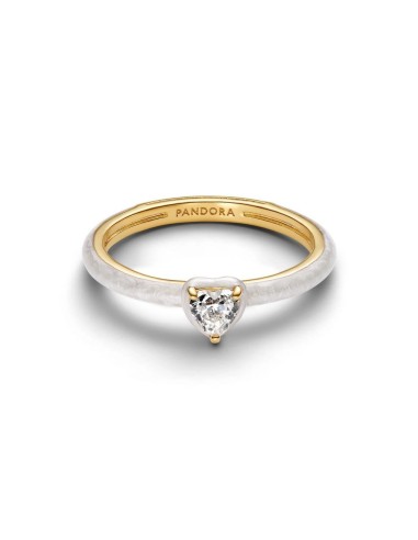 Anillo Corazón White Chakra - Chapado en Oro 14 k | Símbolo de Amor con Esmalte Brillante