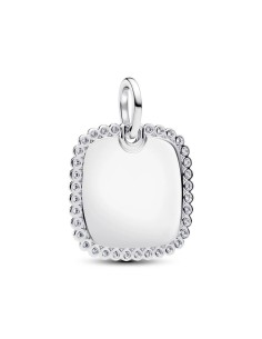 Colgante cuadrado grabable en plata de ley con circonitas – personalizable
