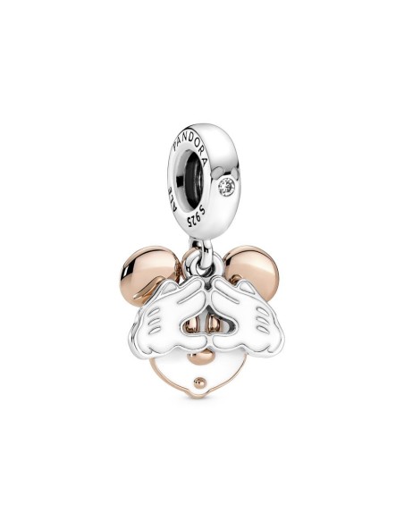 Charm Colgante Doble en plata de ley y con un recubrimiento en oro rosa de 14k Mickey Mouse de Disney