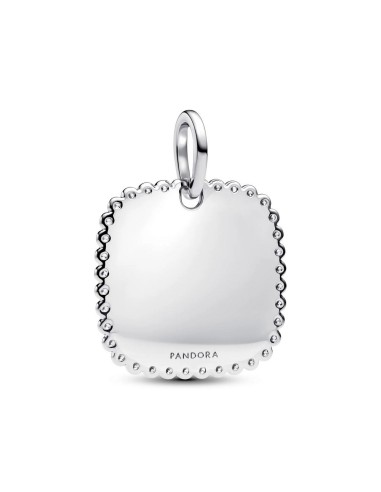 Colgante cuadrado grabable en plata de ley con circonitas – personalizable
