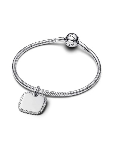Colgante cuadrado grabable en plata de ley con circonitas – personalizable