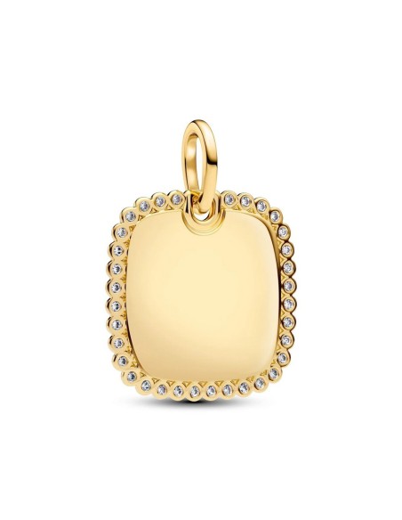 Colgante cuadrado grabable en baño de oro 14 k con circonitas – minimalista y personalizable