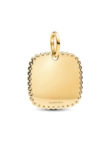 Colgante cuadrado grabable en baño de oro 14 k con circonitas – minimalista y personalizable