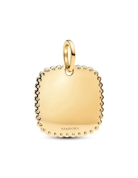Colgante cuadrado grabable en baño de oro 14 k con circonitas – minimalista y personalizable
