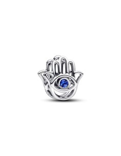 Charm Mano de Fátima en plata de ley con cristales azules – símbolo de protección