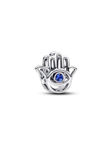 Charm Mano de Fátima en plata de ley con cristales azules – símbolo de protección