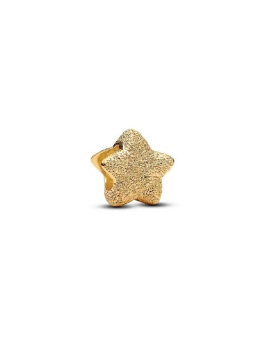 Mini charm estrella texturada en baño de oro 14 k – símbolo de brillo interior