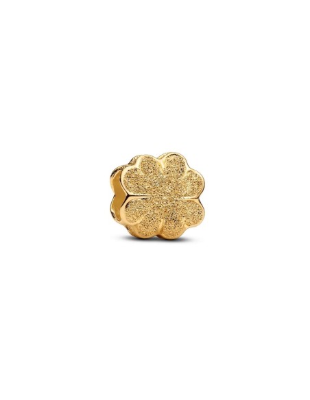 Mini charm trébol texturado con baño electrolítico de oro 14 k – símbolo de buena fortuna