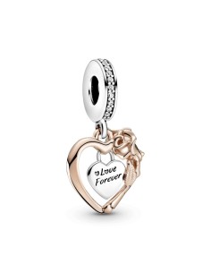Charm Colgante en Pandora Rose Corazón y Flor Rosa