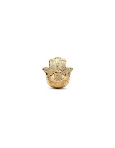 Mini charm Mano de Fátima texturada en baño de oro 14 k – símbolo de protección