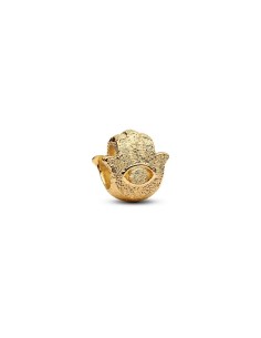 Mini charm Mano de Fátima texturada en baño de oro 14 k – símbolo de protección 2
