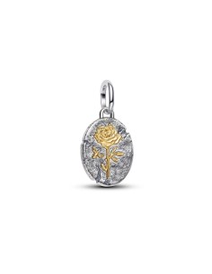 Charm talismán rosa y abeja – plata de ley y baño de oro con “Rosa inter spinas crescit”