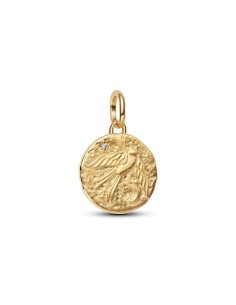 Charm talismán golondrina en plata y oro 14 k – “Dum Vita Est Spes Est”