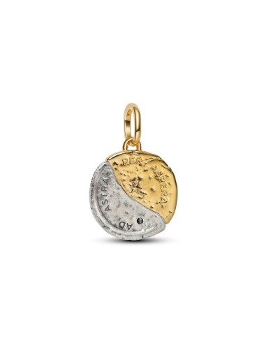 Talisman Sol y Luna en plata y oro con “Ad Astra Per Aspera” — biselado simbólico