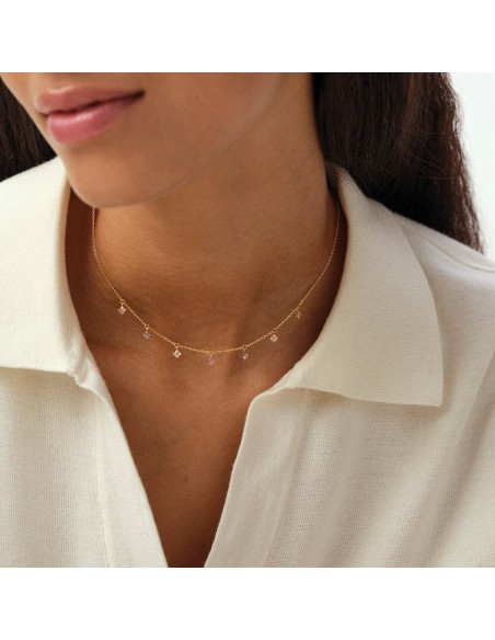 Collar corto Beloved Rosa / Oro – Plata de ley bañada en oro 18 k con flores – Ref. 02690232‑315‑TU
