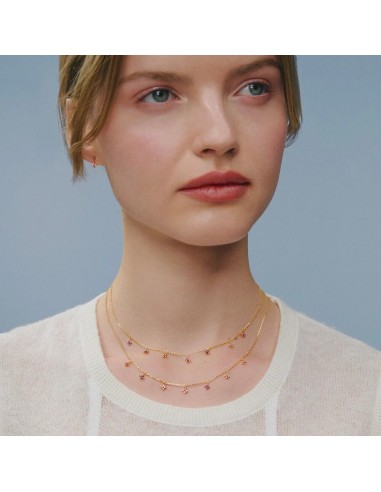 Collar corto Beloved Rosa / Oro – Plata de ley bañada en oro 18 k con flores – Ref. 02690232‑315‑TU