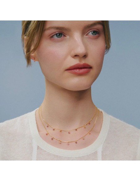 Collar corto Beloved Rosa / Oro – Plata de ley bañada en oro 18 k con flores – Ref. 02690232‑315‑TU