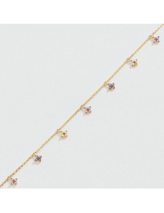 Pulsera de cadena Beloved Rosa / Oro – Plata de ley bañada en oro con flores nano-gem – Ref. 02490154‑315‑TU