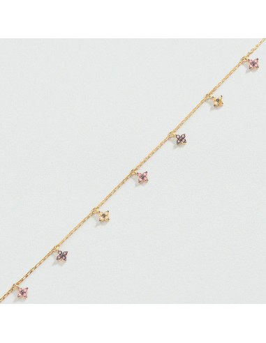 Pulsera de cadena Beloved Rosa / Oro – Plata de ley bañada en oro con flores nano-gem – Ref. 02490154‑315‑TU