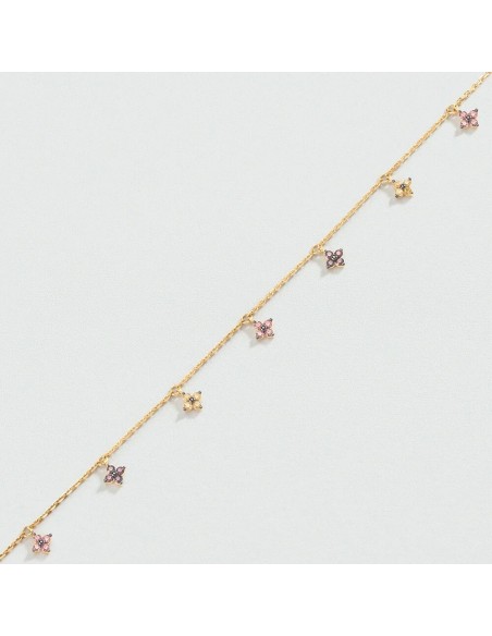 Pulsera de cadena Beloved Rosa / Oro – Plata de ley bañada en oro con flores nano-gem – Ref. 02490154‑315‑TU