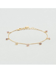 Pulsera de cadena Beloved Rosa / Oro – Plata de ley bañada en oro con flores nano-gem – Ref. 02490154‑315‑TU 2