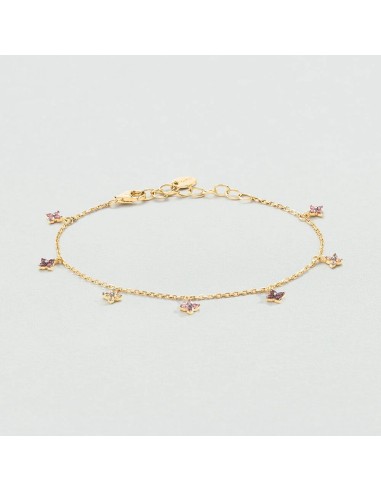 Pulsera de cadena Beloved Rosa / Oro – Plata de ley bañada en oro con flores nano-gem – Ref. 02490154‑315‑TU