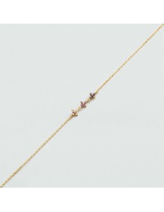 Pulsera de cadena Beloved Rosa / Oro – Plata de ley bañada en oro con gemas florales – Ref. 02490153‑315‑TU