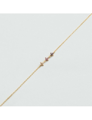Pulsera de cadena Beloved Rosa / Oro – Plata de ley bañada en oro con gemas florales – Ref. 02490153‑315‑TU