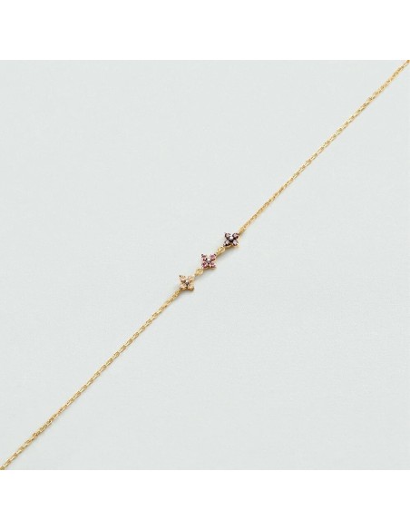Pulsera de cadena Beloved Rosa / Oro – Plata de ley bañada en oro con gemas florales – Ref. 02490153‑315‑TU