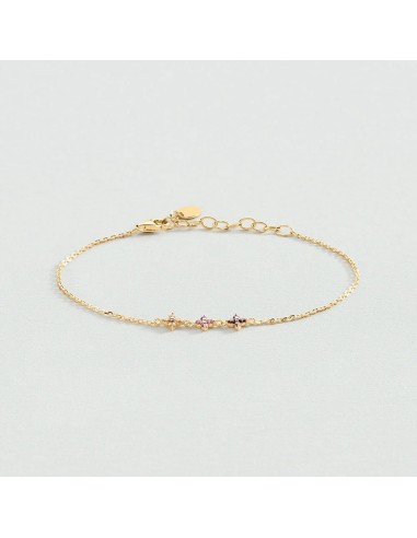 Pulsera de cadena Beloved Rosa / Oro – Plata de ley bañada en oro con gemas florales – Ref. 02490153‑315‑TU