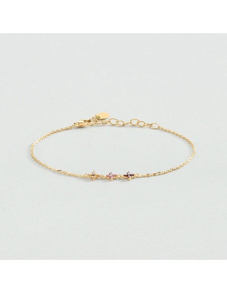 Pulsera de cadena Beloved Rosa / Oro – Plata de ley bañada en oro con gemas florales – Ref. 02490153‑315‑TU