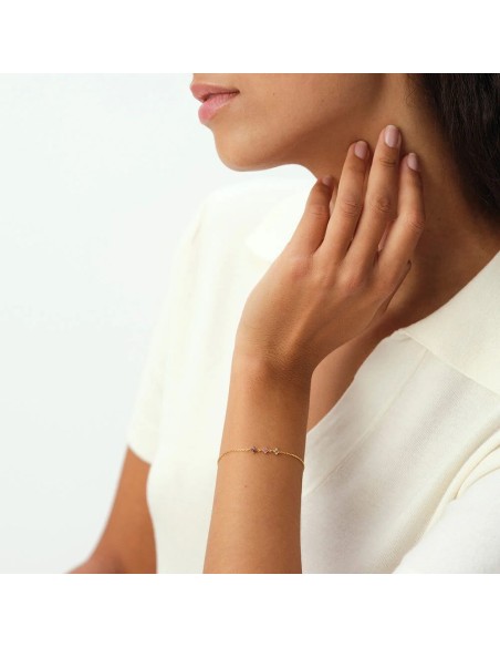 Pulsera de cadena Beloved Rosa / Oro – Plata de ley bañada en oro con gemas florales – Ref. 02490153‑315‑TU