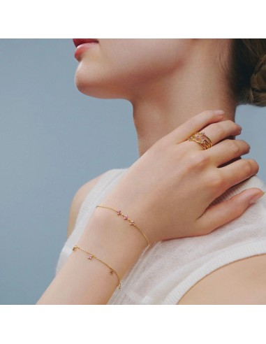 Pulsera de cadena Beloved Rosa / Oro – Plata de ley bañada en oro con gemas florales – Ref. 02490153‑315‑TU