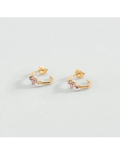 Criollas BELOVED Rosa / Oro – Set de 3 piercings en plata de ley bañada en oro con circonitas de colores – Ref. 02390540‑315‑TU