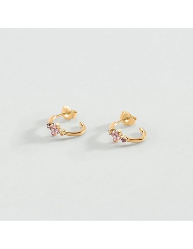 Criollas BELOVED Rosa / Oro – Set de 3 piercings en plata de ley bañada en oro con circonitas de colores – Ref. 02390540‑315‑TU