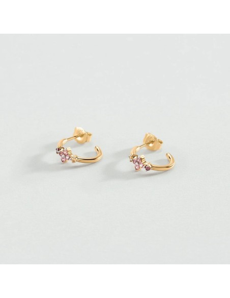 Criollas BELOVED Rosa / Oro – Set de 3 piercings en plata de ley bañada en oro con circonitas de colores – Ref. 02390540‑315‑TU