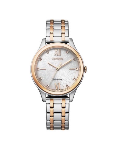 Citizen EM0506‑77A Eco‑Drive Mujer 32 mm Bicolor – Esfera Marfil, Brazalete Acero