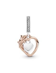 Charm Colgante en Pandora Rose Corazón y Flor Rosa 2