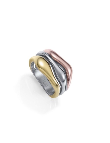 Anillo Viceroy Fashion de acero tricolor para mujer – diseño fluido