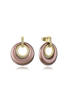 Pendientes Viceroy Fashion de acero dorado y rosado con circonitas
